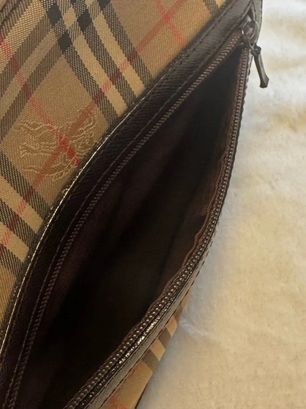 Vintage Burberry Nova Check Shoulder Bag Brown Leather Trim Y2K Designer Purse